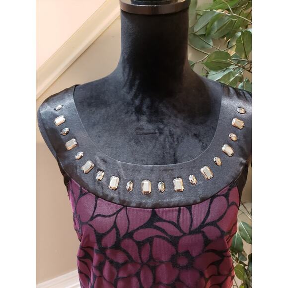 Signature by Robbie Bee Sheath Dress Women's 18W Black & Purple Floral Beaded - Picture 11 of 13